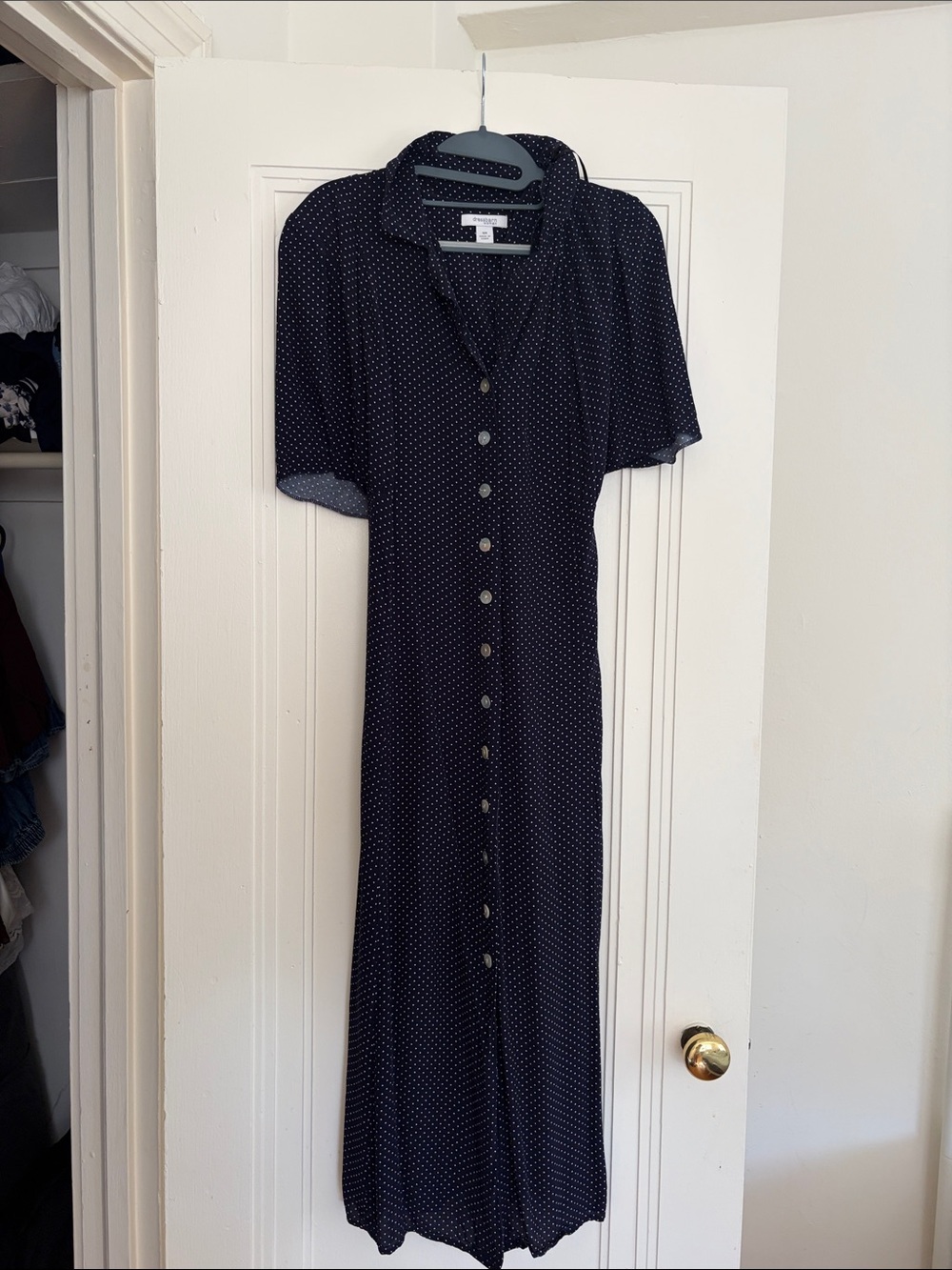 Dress Barn Navy Polka Dot Maxi Dress